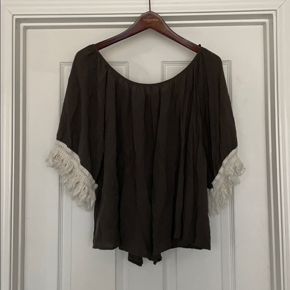 Ya Los Angeles boho top- army green size L